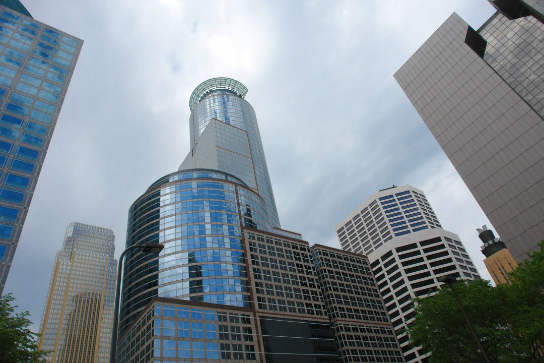 Exterior of a modern corporate office building, representing the type of projects where VHC Wood Products provides custom woodwork and cabinetry.