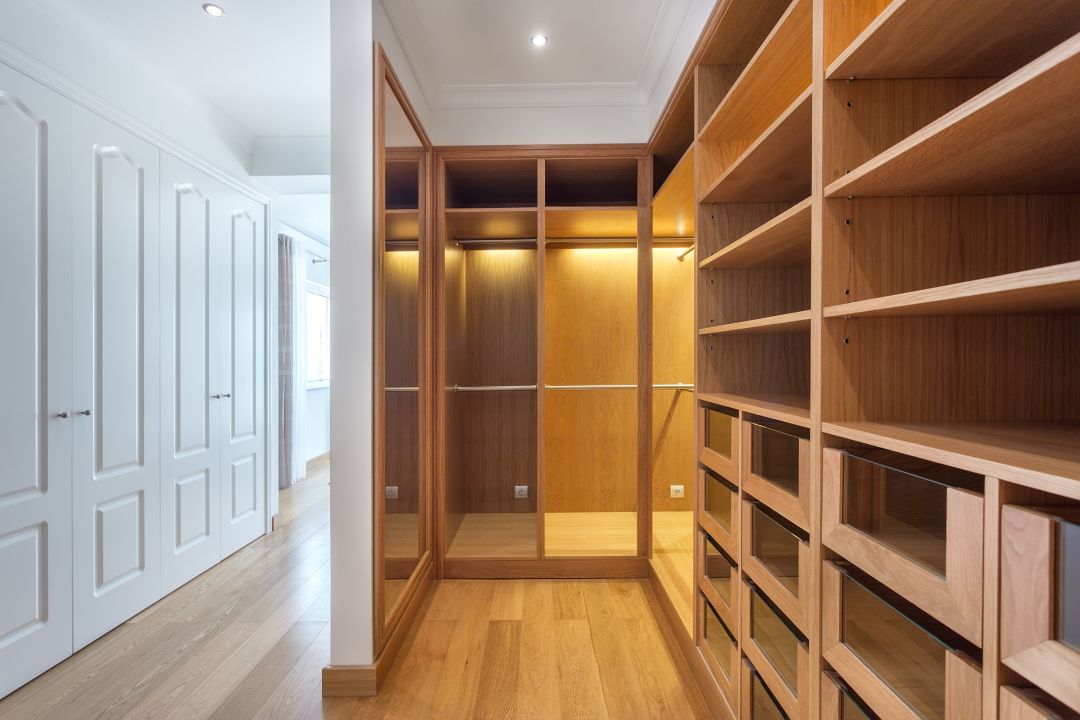 Custom closet design, representing VHC Wood Products' custom cabinetry and storage solutions for residential and commercial projects.