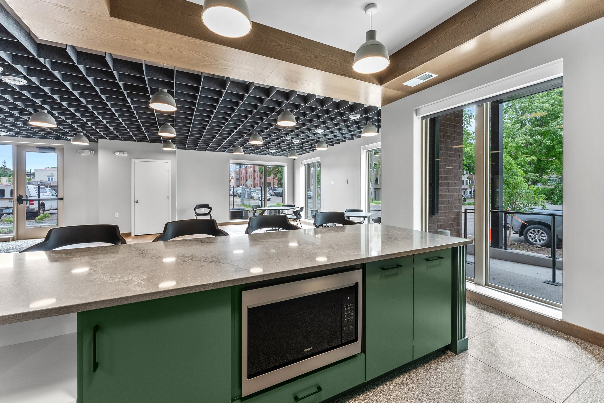 Custom architectural woodwork showcasing precision-built cabinetry and shelving.